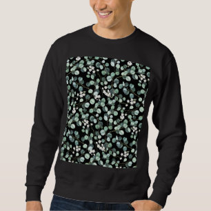 Eucalyptus Leaves: White Flowers Pattern Sweatshirt