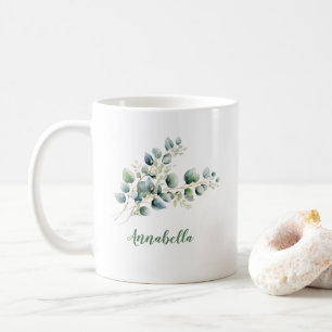 Eucalyptus Leaves with Name Gift Coffee Mug