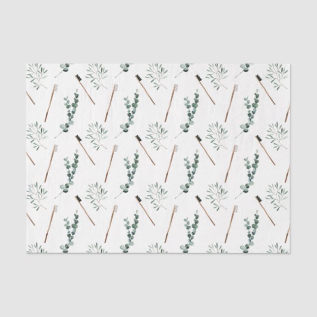 Eucalyptus Leaves with ToothBrush Pattern Tissue Paper (Front)