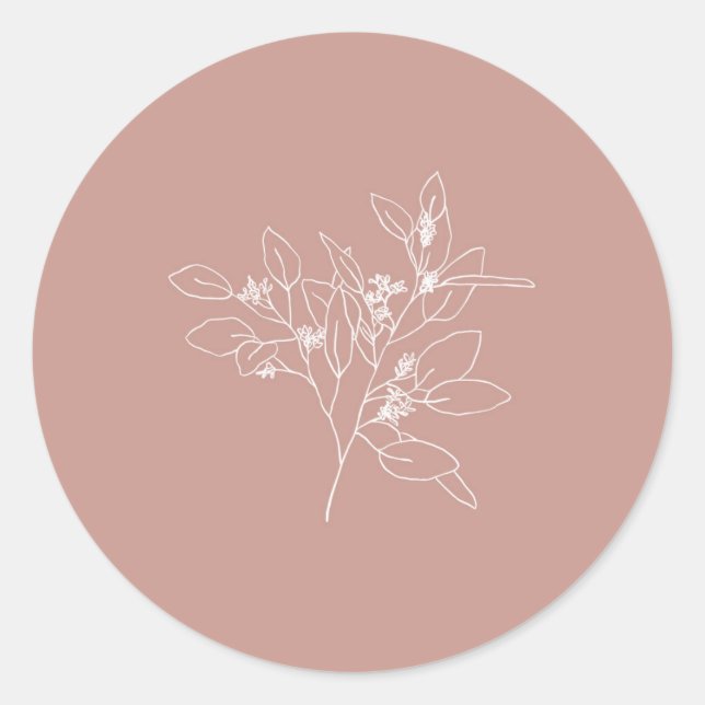 eucalyptus line drawing classic round sticker (Front)
