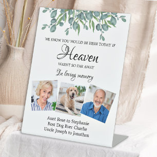 Eucalyptus Loving Memory 3 Photo Memorial Wedding Pedestal Sign