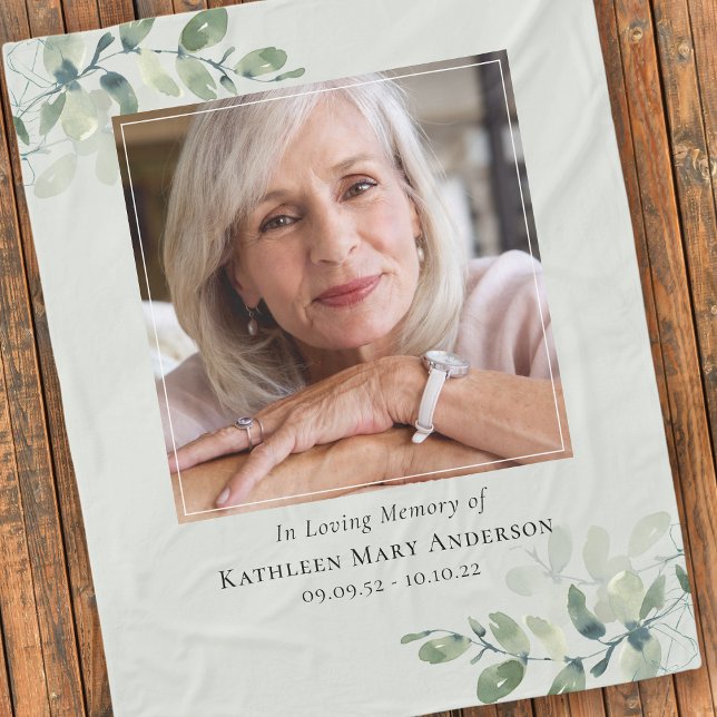 Eucalyptus Loving Memory Memorial Keepsake  Fleece Blanket (Creator Uploaded)