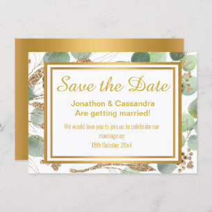 EUCALYPTUS LUXE GOLD BOTANICAL SAVE THE DATE