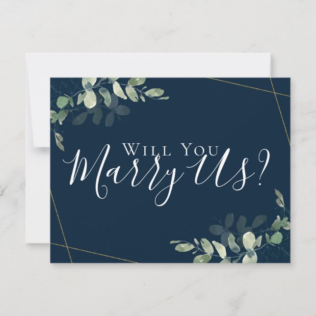 Eucalyptus Marry Us Will You Be Our Officiant Invitation (Front)