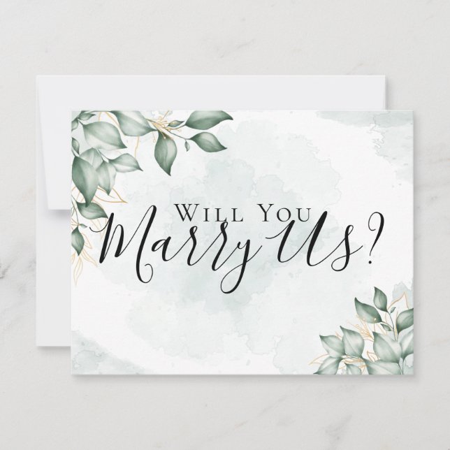 Eucalyptus Marry Us Will You Be Our Officiant Invitation (Front)