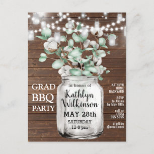 Eucalyptus Mason Jar Graduation Party Invitation Postcard