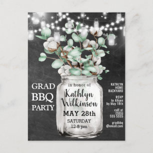 Eucalyptus Mason Jar Graduation Photo Invitation Postcard