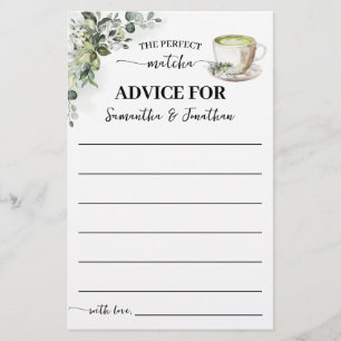 Eucalyptus Matcha Advice for Couple Shower Card