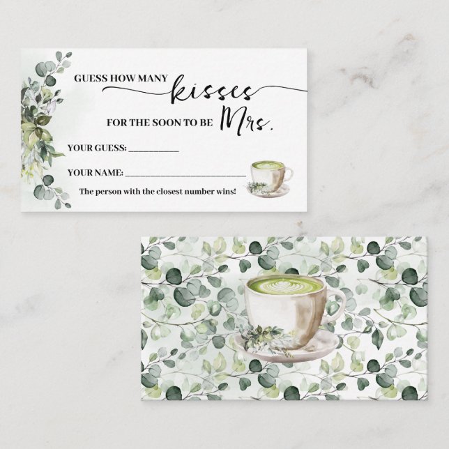 Eucalyptus Matcha How many Kisses for Mrs Card (Front/Back)