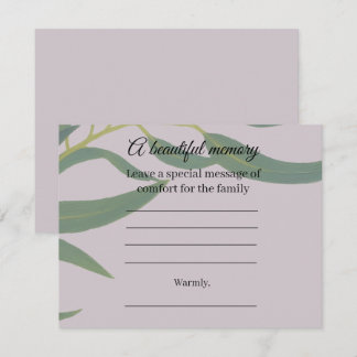 Eucalyptus memorial message card