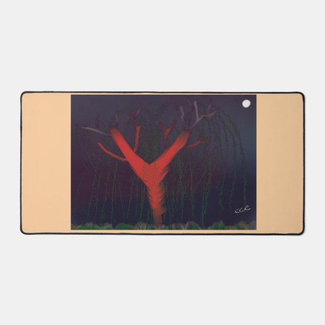 Eucalyptus Midnight Desk Mat. Impressionist art. Desk Mat (Front)