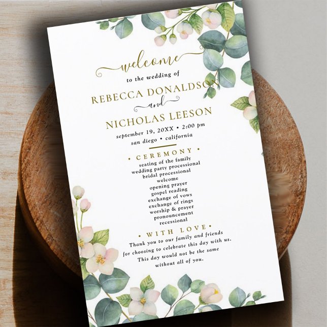 Eucalyptus Minimal Wedding Program (Creator Uploaded)