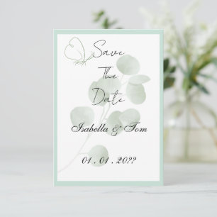Eucalyptus Minimalist Botanical Wedding Announce Save The Date