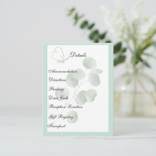 Eucalyptus Minimalist Botanical Wedding Details Postcard