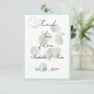 Eucalyptus Minimalist Botanical Wedding Thank You Card