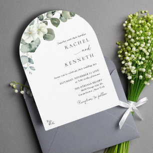 Eucalyptus Minimalist Greenery Arch Wedding Invitation