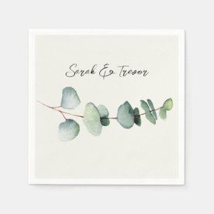 Eucalyptus Minimalist Wedding Cocktail Napkin