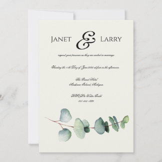 Eucalyptus Minimalist Wedding Invitation