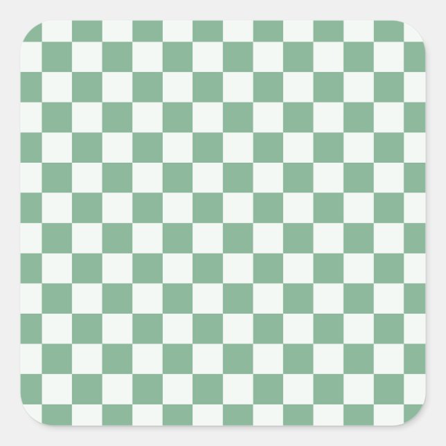 Eucalyptus mist checkerboard pattern square sticker (Front)