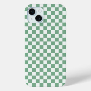 Eucalyptus mist chequerboard pattern iPhone 15 mini case