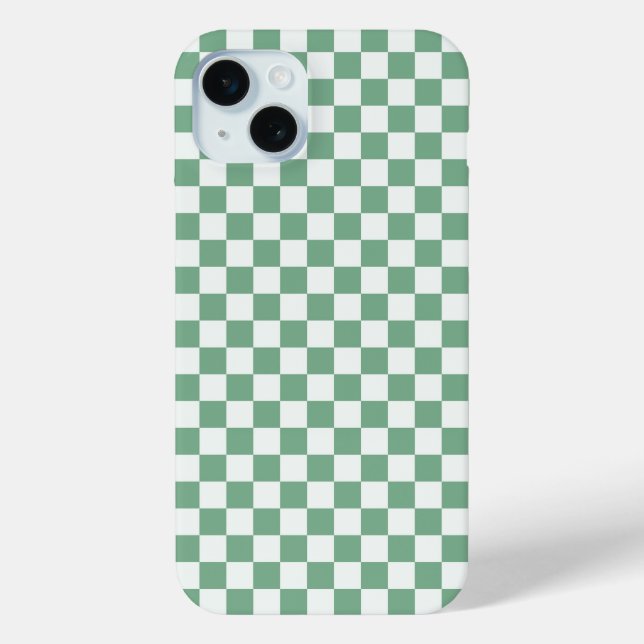 Eucalyptus mist chequerboard pattern Case-Mate iPhone case (Back)