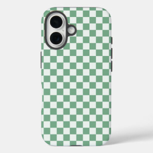 Eucalyptus mist chequerboard pattern iPhone 16 case