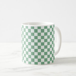 Eucalyptus mist chequerboard pattern coffee mug