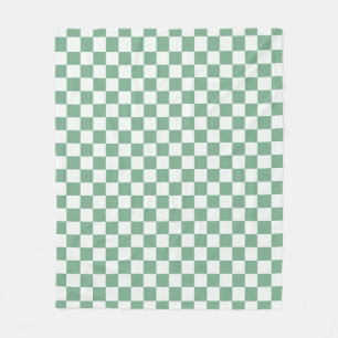 Eucalyptus mist chequerboard pattern fleece blanket