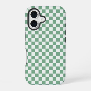 Eucalyptus mist chequerboard pattern iPhone 16 case