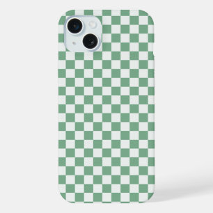 Eucalyptus mist chequerboard pattern iPhone 15 plus case