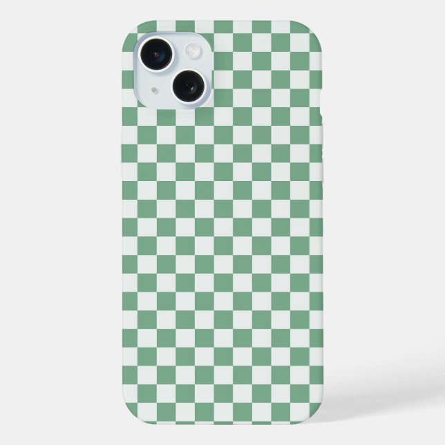 Eucalyptus mist chequerboard pattern iPhone case (Back)