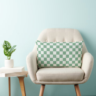Eucalyptus mist chequerboard pattern lumbar cushion