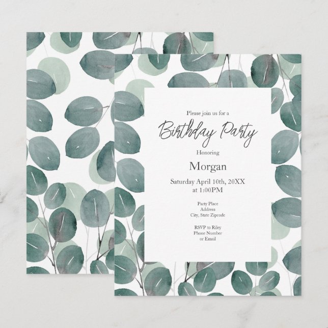 Eucalyptus Modern 2 Invitation (Front/Back)