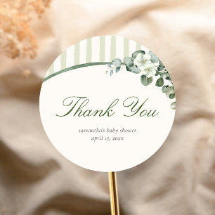 Eucalyptus Modern Baby Shower Classic Round Sticker