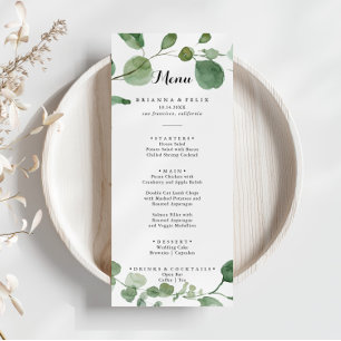 Eucalyptus Modern Calligraphy Dinner Menu