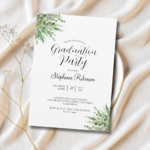 Eucalyptus Modern Calligraphy Graduation Party Invitation
