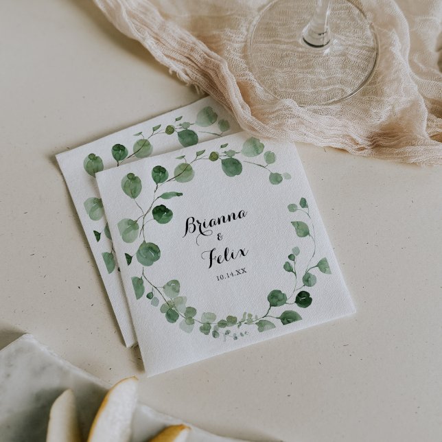 Eucalyptus Modern Calligraphy Wedding  Napkin (Creator Uploaded)