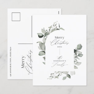 Eucalyptus modern elegant simple botanical holiday postcard