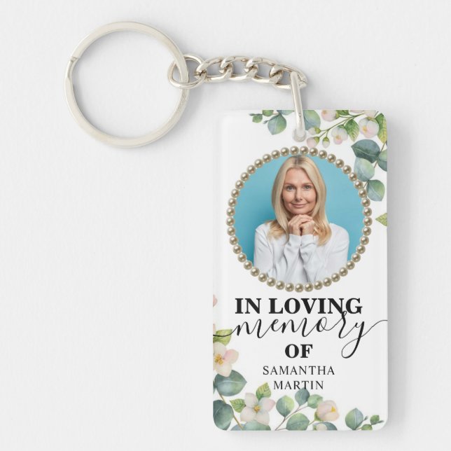Eucalyptus Modern Memorial Gift Keychain (Front)