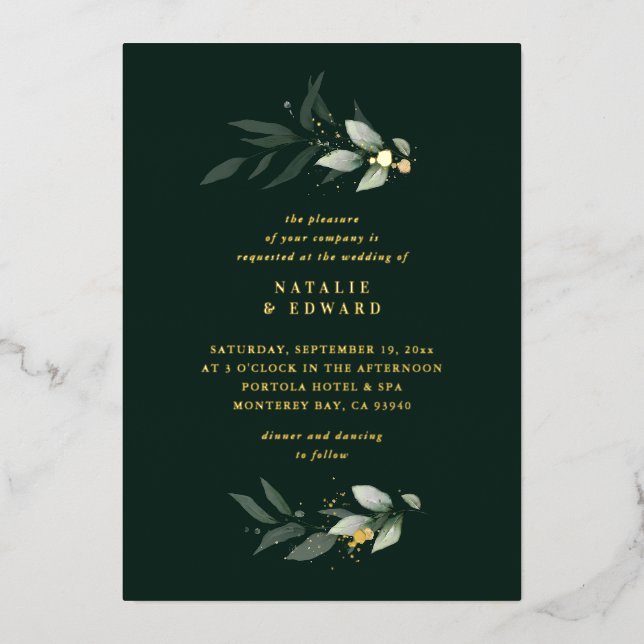 Eucalyptus modern minimal elegant wedding green (Front)