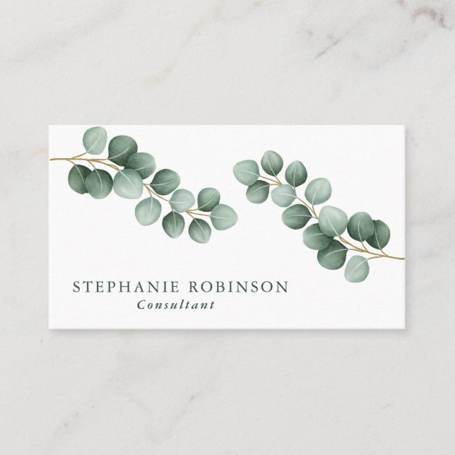 Eucalyptus Modern Minimalist  Business Card (Front)