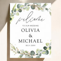 Eucalyptus Modern Script Wedding Welcome Elegant F