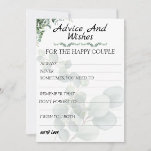 Eucalyptus Modern  Wedding Advice and Wishes Card