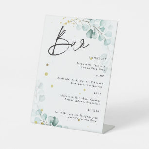 Eucalyptus Modern Wedding Cocktail Bar Sign