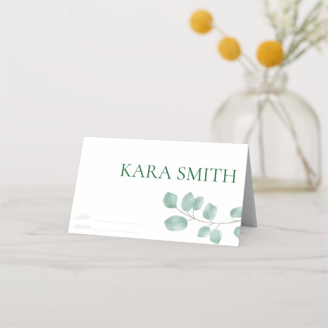 Eucalyptus Modern Wedding Guest Place Card (Front)