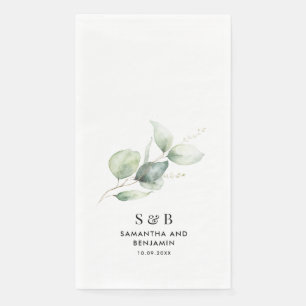 Eucalyptus Monogram Botanical Wedding Reception Napkin