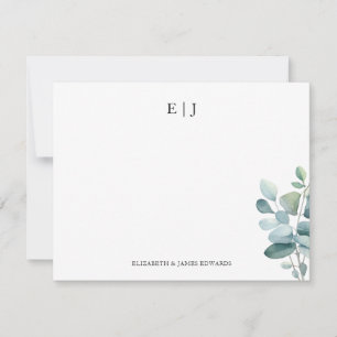 Eucalyptus Monogram Couple Initials Personalised Card