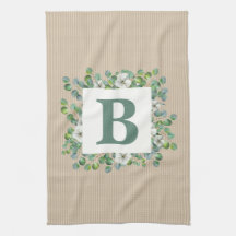 Eucalyptus Monogram Kitchen Towel