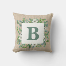 Eucalyptus Monogram Throw Pillow