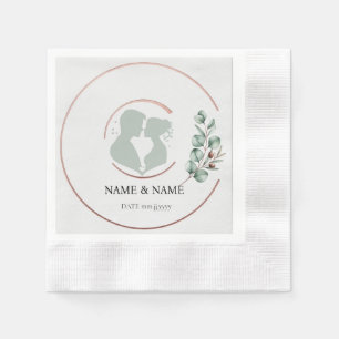 Eucalyptus Monogram Wedding Napkins (Coined)